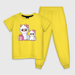 Пижама хлопковая детская Альпаки с подарком, цвет: желтый