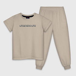 Пижама хлопковая детская Underground, цвет: миндальный