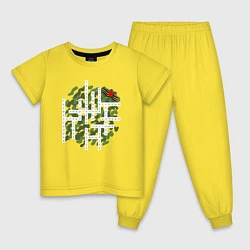 Пижама хлопковая детская Кроссворд комплиментов мужчине, цвет: желтый