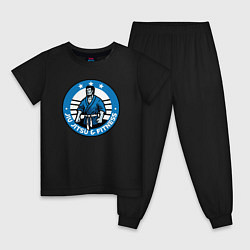 Пижама хлопковая детская Jiu jitsu and fitness, цвет: черный