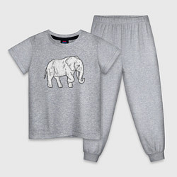 Пижама хлопковая детская Elephant, цвет: меланж