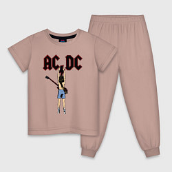 Пижама хлопковая детская Angus Young, цвет: пыльно-розовый