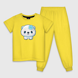 Пижама хлопковая детская Белый полярный медвежонок, цвет: желтый