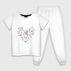 Детская пижама Разноцветные сердечки в виде сердца