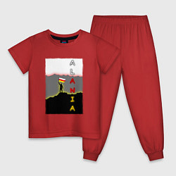 Пижама хлопковая детская Алания человек с флагом, цвет: красный