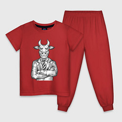Пижама хлопковая детская Bull boss, цвет: красный