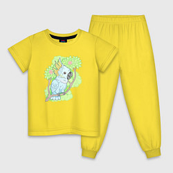 Пижама хлопковая детская Забавный попугай какаду, цвет: желтый