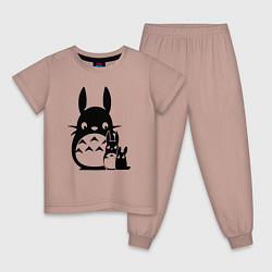 Пижама хлопковая детская Totoros, цвет: пыльно-розовый