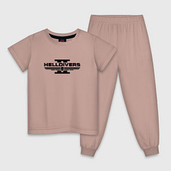 Пижама хлопковая детская Helldivers 2 - black, цвет: пыльно-розовый