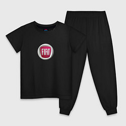 Пижама хлопковая детская FIAT sport auto logo, цвет: черный
