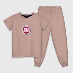 Пижама хлопковая детская FIAT sport auto logo, цвет: пыльно-розовый