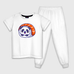 Пижама хлопковая детская Roll panda, цвет: белый