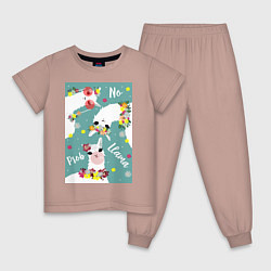 Детская пижама Три ламы альпаки и цветы: no prob llama