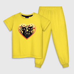 Пижама хлопковая детская Котики в моем сердце, цвет: желтый