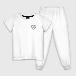Пижама хлопковая детская Дикое сердце, цвет: белый