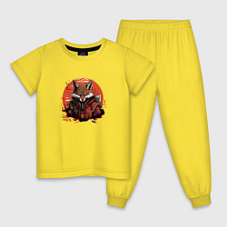 Пижама хлопковая детская Лис ниндзя, цвет: желтый