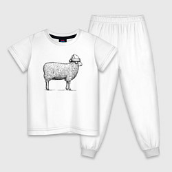 Пижама хлопковая детская Овечка новогодняя, цвет: белый