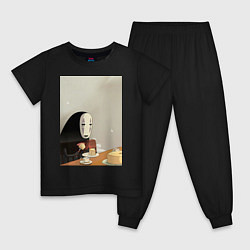 Пижама хлопковая детская Каонаси чаепитие, цвет: черный