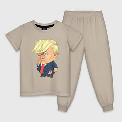 Пижама хлопковая детская Мистер Трамп, цвет: миндальный