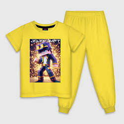 Пижама хлопковая детская Jojo and Minecraft - collaboration ai art, цвет: желтый