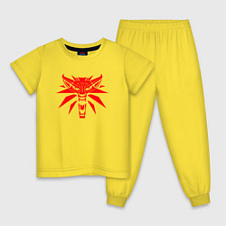 Пижама хлопковая детская Логотип школы волка - Ведьмак 3, цвет: желтый