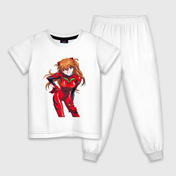 Пижама хлопковая детская Евангелион Аска Лэнгли Сорью, цвет: белый