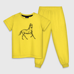 Пижама хлопковая детская Жеребец новогодний, цвет: желтый