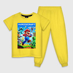 Пижама хлопковая детская Mario in Minecraft - ai art collaboration, цвет: желтый