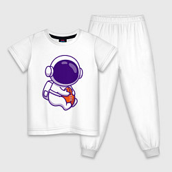 Пижама хлопковая детская Space football, цвет: белый