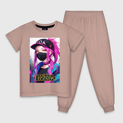 Пижама хлопковая детская Akali Kda League Of Legends, цвет: пыльно-розовый