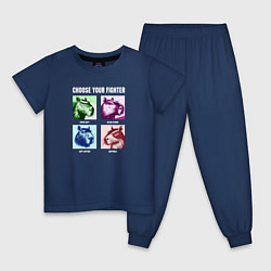 Пижама хлопковая детская Выбери своего бойца капибару мем, цвет: тёмно-синий