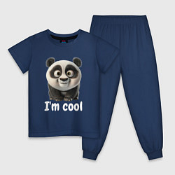 Пижама хлопковая детская Крутая панда cool, цвет: тёмно-синий