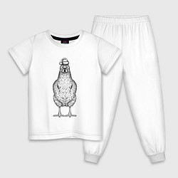Пижама хлопковая детская Петушок новогодний, цвет: белый