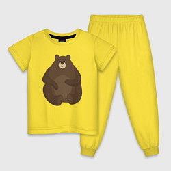 Пижама хлопковая детская Мишка пухляш, цвет: желтый
