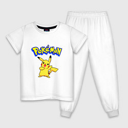 Пижама хлопковая детская Pikachu 8-bit pixels, цвет: белый