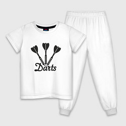 Пижама хлопковая детская Дротики дартс, цвет: белый