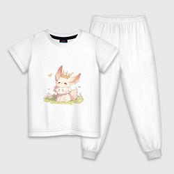 Пижама хлопковая детская Королевский лисенок, цвет: белый