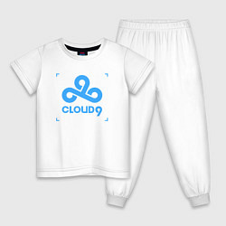 Пижама хлопковая детская Cloud9 - tecnic blue, цвет: белый