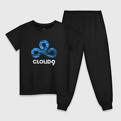 Пижама хлопковая детская Cloud9 - blue cloud logo, цвет: черный