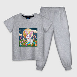 Пижама хлопковая детская Зайчик ботаник, цвет: меланж