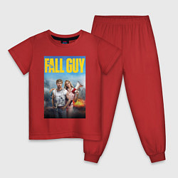 Пижама хлопковая детская Ryan Gosling and Emily Blunt the fall guy, цвет: красный