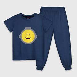 Пижама хлопковая детская Content Warning жёлтый, цвет: тёмно-синий