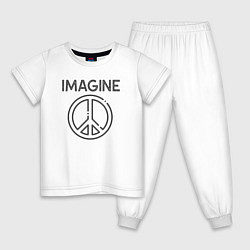 Пижама хлопковая детская Peace imagine, цвет: белый