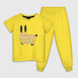 Пижама хлопковая детская Разноцветный зайчик, цвет: желтый