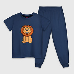 Пижама хлопковая детская Весёлый лев, цвет: тёмно-синий