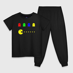 Пижама хлопковая детская Персонажи старых компьютерных игр, цвет: черный