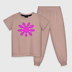 Пижама хлопковая детская Узор ярко-розовый, цвет: пыльно-розовый