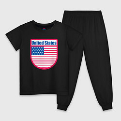 Пижама хлопковая детская United States, цвет: черный