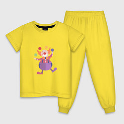 Пижама хлопковая детская Клоун-жонглер, цвет: желтый