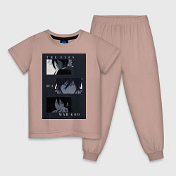 Пижама хлопковая детская Глаза бога войны, цвет: пыльно-розовый